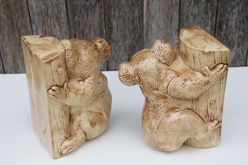 photo of pair of koalas, vintage bookends handmade hobbyist ceramic figures koala bears #2