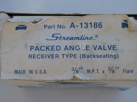 photo of pair of new-old-stock Streamline/Mueller packed angle valves, A-13186 #3