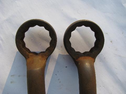 photo of pair of old IH International farm tractor wheel wrenches 1''&1-1/4'' #4