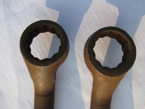 photo of pair of old IH International farm tractor wheel wrenches 1''&1-1/4'' #5