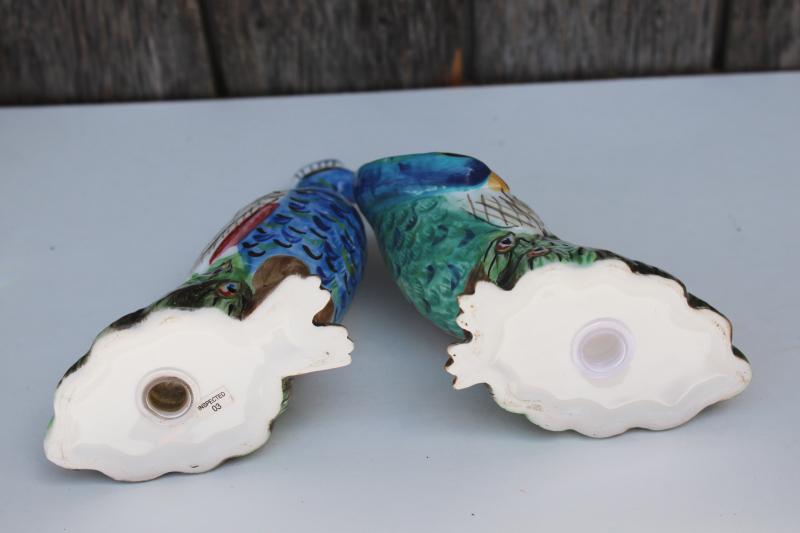 photo of pair of peacocks ceramic S&P, large china bird figurines salt and pepper shakers #4