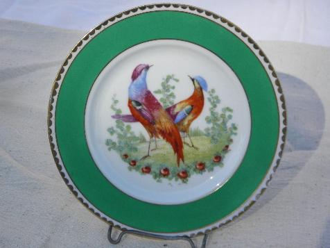 photo of pair of pheasants, antique vintage English china plate, old anchor mark #1