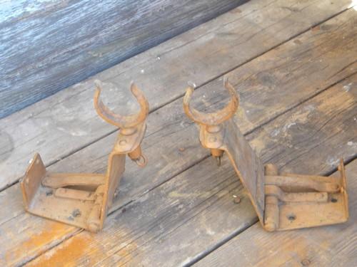 photo of pair of rare antique folding rowboat oarlocks for hunting/fishing boat #1