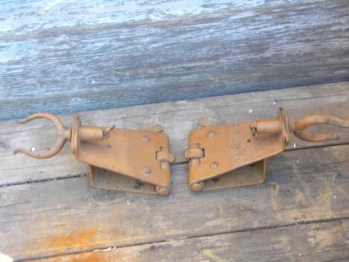 photo of pair of rare antique folding rowboat oarlocks for hunting/fishing boat #2