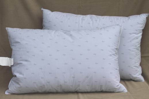 photo of pair of soft puffy duck down / feather pillows, 90s vintage luxury bedding #1