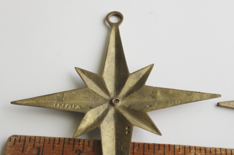 photo of pair of solid brass etched stars, wall hanging decor boho celestial  #4