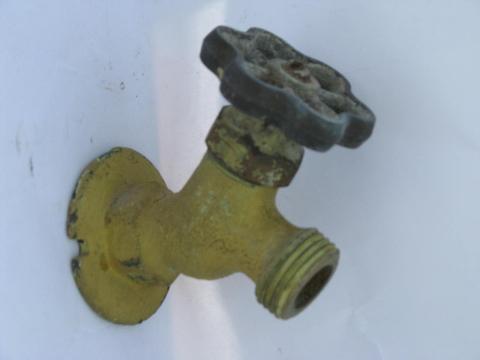 photo of pair of solid brass vintage architectural or garden spigots / taps #2