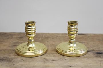 catalog photo of pair of vintage Baldwin brass candle holders, heavy polished brass candlesticks