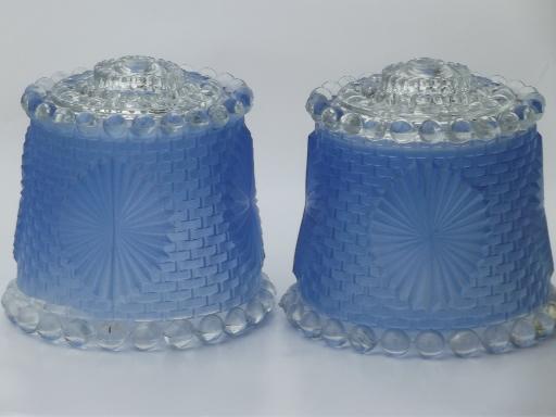 photo of pair of vintage  glass shades for antique electric ceiling light fixtures #3