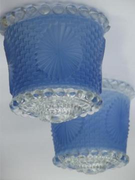 catalog photo of pair of vintage  glass shades for antique electric ceiling light fixtures