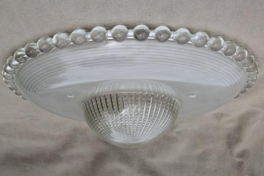 photo of pair of vintage hobnail edge glass lamp shades for ceiling pendant lights #2