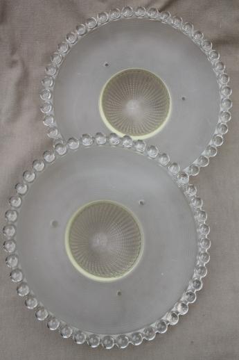 photo of pair of vintage hobnail edge glass lamp shades for ceiling pendant lights #3