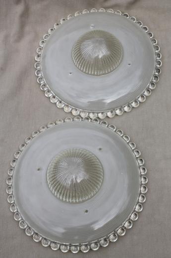 photo of pair of vintage hobnail edge glass lamp shades for ceiling pendant lights #5