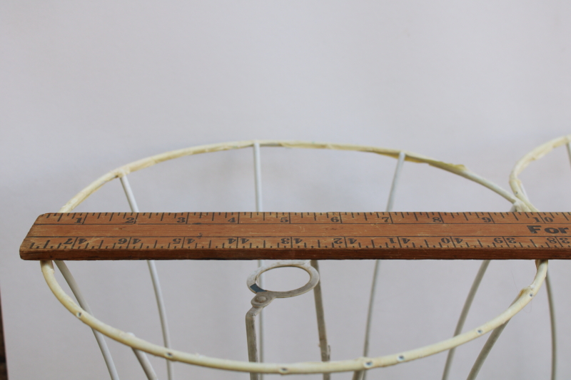 photo of pair of vintage lamp shade frames, bare wire frame hourglass bell octagon lampshades #6