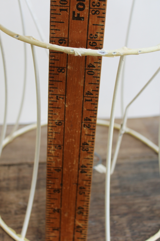 photo of pair of vintage lamp shade frames, bare wire frame hourglass bell octagon lampshades #8