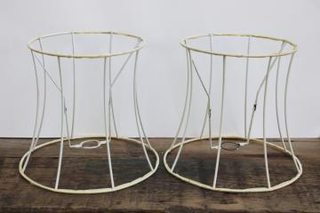 pair of vintage lamp shade frames, bare wire frame hourglass bell octagon lampshades 