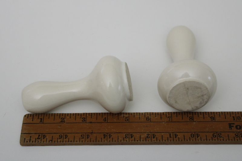 photo of pair of vintage matte white ceramic vases, small gourd shapes mid century modern USA pottery #4