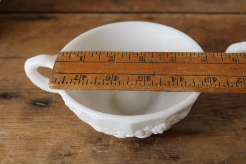 photo of pair of vintage milk glass candle holders, rare chamber candle sticks paneled grapes pattern  #3