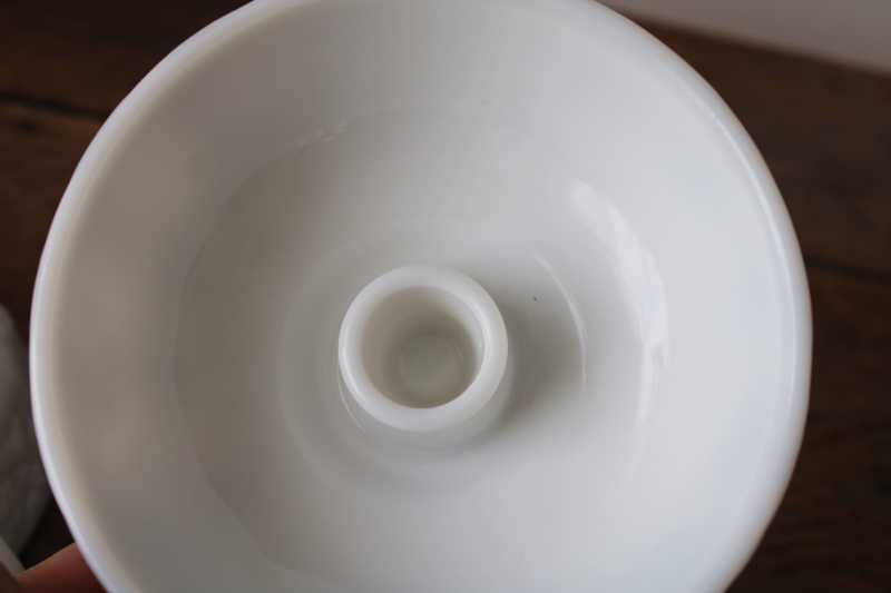 photo of pair of vintage milk glass candle holders, rare chamber candle sticks paneled grapes pattern  #6