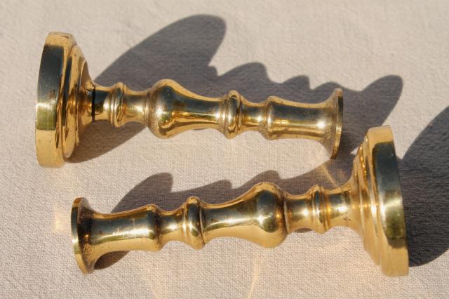 photo of pair small solid brass candlesticks, vintage Peerage - England brass candle holders #5