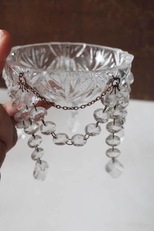 photo of pair unbreakable candle bobeches w/ clear plastic crystals, teardrop prisms swags #2