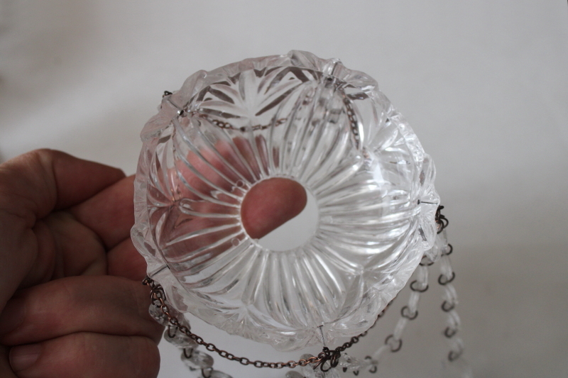 photo of pair unbreakable candle bobeches w/ clear plastic crystals, teardrop prisms swags #3