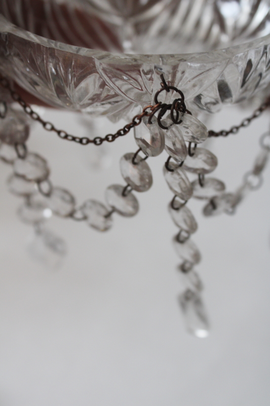 photo of pair unbreakable candle bobeches w/ clear plastic crystals, teardrop prisms swags #4