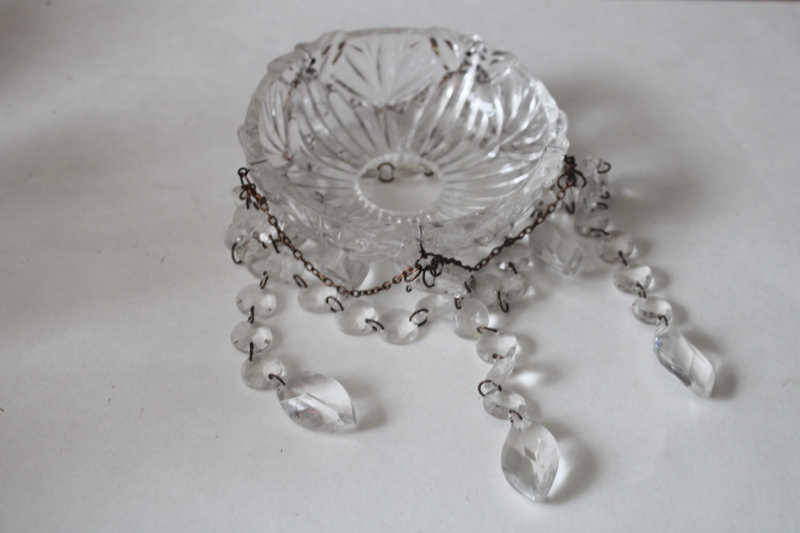 photo of pair unbreakable candle bobeches w/ clear plastic crystals, teardrop prisms swags #6