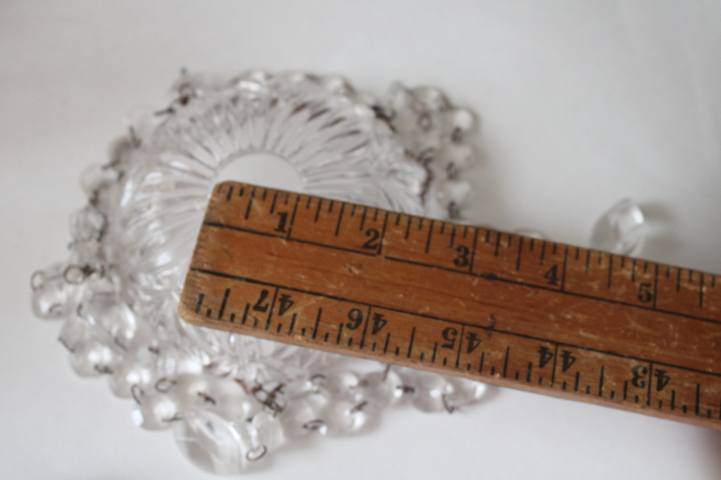 photo of pair unbreakable candle bobeches w/ clear plastic crystals, teardrop prisms swags #7