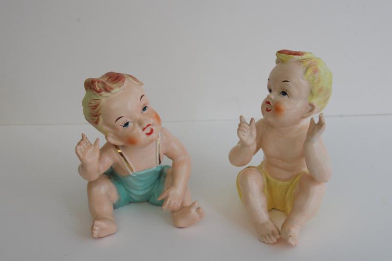 photo of pair vintage Ucagco Japan piano babies hand painted china ceramic figurines #1