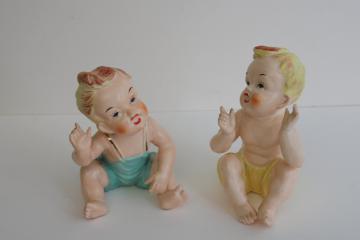 pair vintage Ucagco Japan piano babies hand painted china ceramic figurines