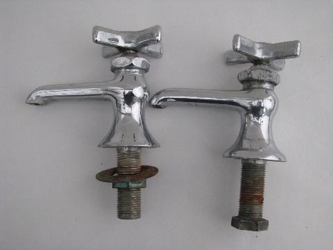 photo of pair vintage art deco chrome lavatory faucet taps Chicago Faucets #1
