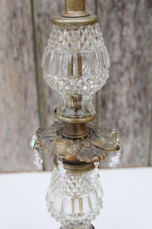 photo of pair vintage glass boudoir lamps for bedroom night stand, vanity table dresser lamps #2