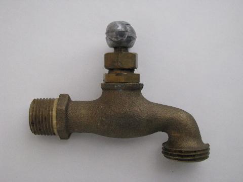 photo of pair vintage solid brass architectural spigots/utility faucet taps #2