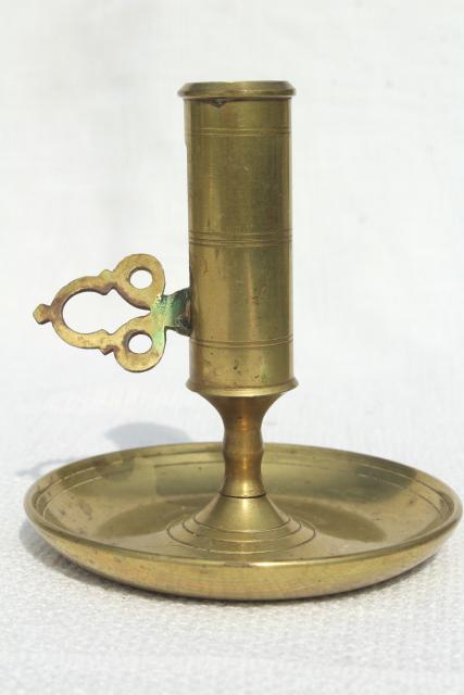 photo of pair vintage solid brass candle holders, adjustable push up candlesticks #3