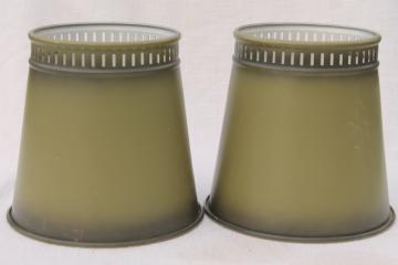 catalog photo of pair vintage tole metal shades for twin light candlestick or bouilette lamp