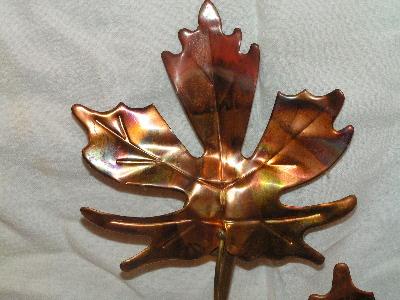 photo of pair vintage wrought copper autumn leaves wall sconces #4