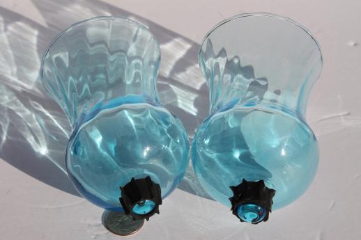 photo of pale blue candle glasses, hand-blown glass hurricane shades for votive holders / sconces #4