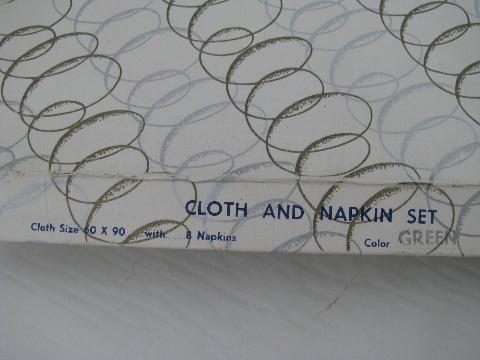 photo of pale mint green damask cloth table linens, tablecloth and napkins, original box #5