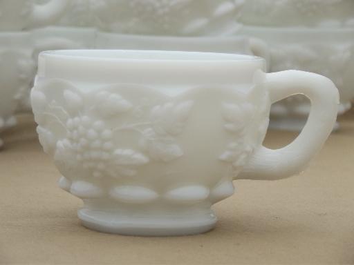 photo of paneled grape milk glass punch cups set of 12, vintage Westmoreland #2