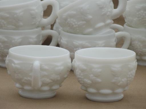 photo of paneled grape milk glass punch cups set of 12, vintage Westmoreland #4