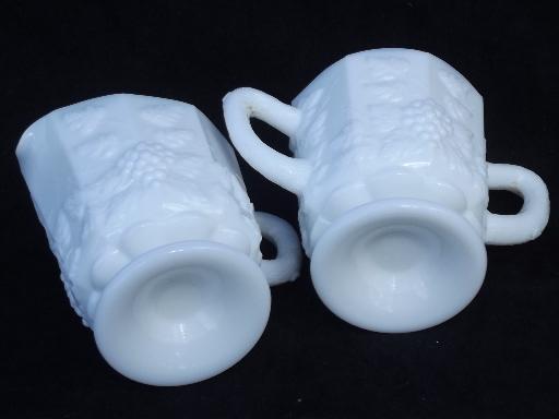 photo of paneled grape vintage Westmoreland milk glass cream pitcher and sugar #4