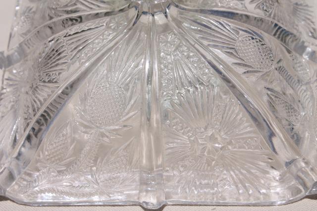 photo of paneled thistle pattern glass square honey comb box, L G Wright vintage reproduction antique glass #9