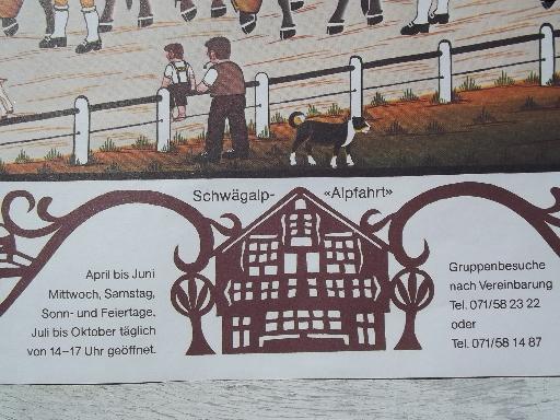 photo of paper placemats for Oktoberfest, vintage Swiss alpine cow herd scenes #3