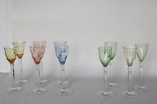 photo of pastel colored glass liqueur glasses, delicate little wine goblets hand blown glass Italy #1