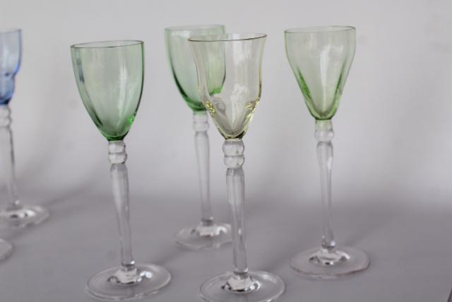 photo of pastel colored glass liqueur glasses, delicate little wine goblets hand blown glass Italy #3