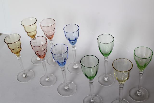 photo of pastel colored glass liqueur glasses, delicate little wine goblets hand blown glass Italy #4