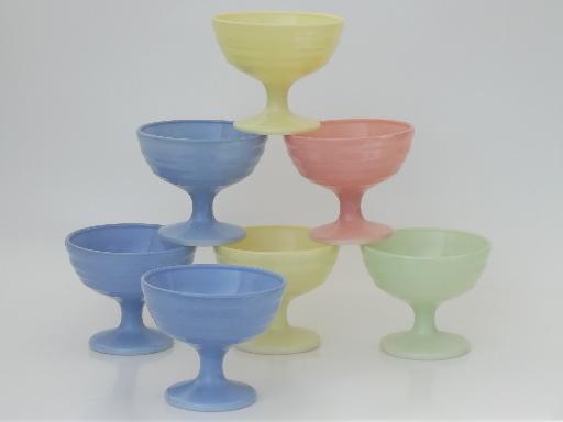 photo of pastel moderntone ice cream dishes, vintage Hazel Atlas glass sherbets #1