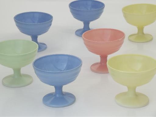 photo of pastel moderntone ice cream dishes, vintage Hazel Atlas glass sherbets #2