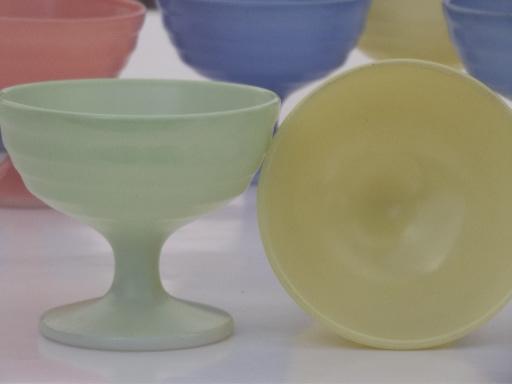 photo of pastel moderntone ice cream dishes, vintage Hazel Atlas glass sherbets #4